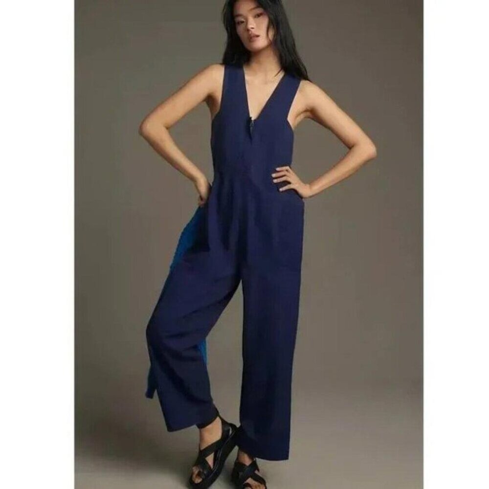 Daily Practice by Anthropologie Zip-Front Jumpsuit Dress Cotton Solid XXS - Picture 3 of 11